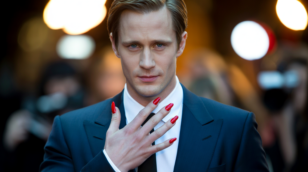 Alexander Skarsgård ongles rouges