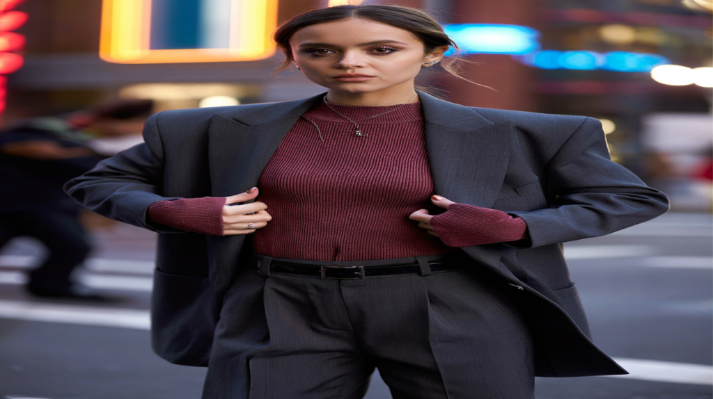 Jenna Ortega pull avec costume