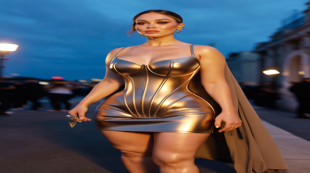 Kim Kardashian mini-robe corset dorée