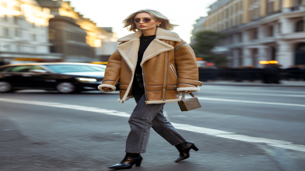 Manteau en peau lainée (shearling) Kate Moss