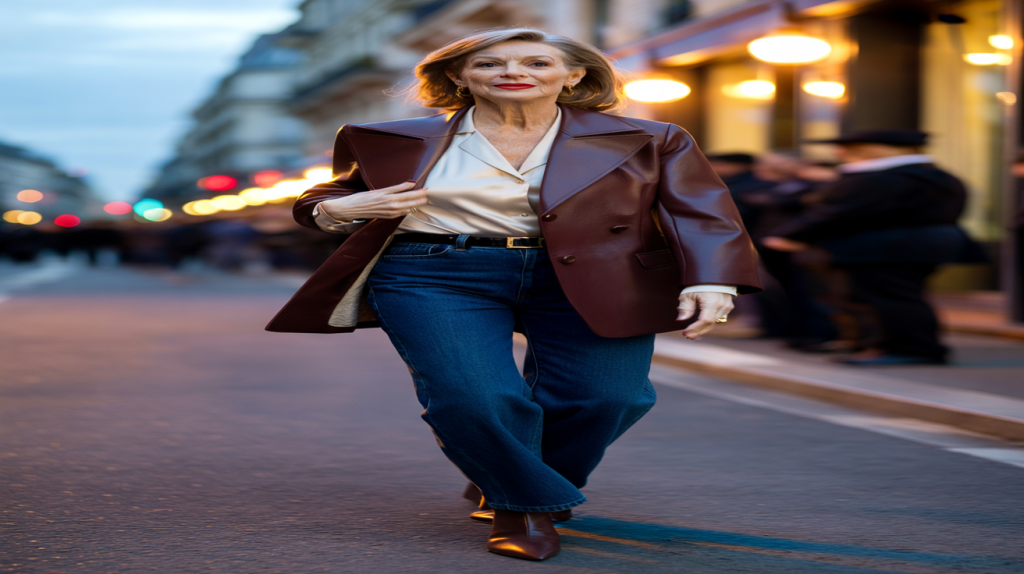 Michèle Laroque look cuir