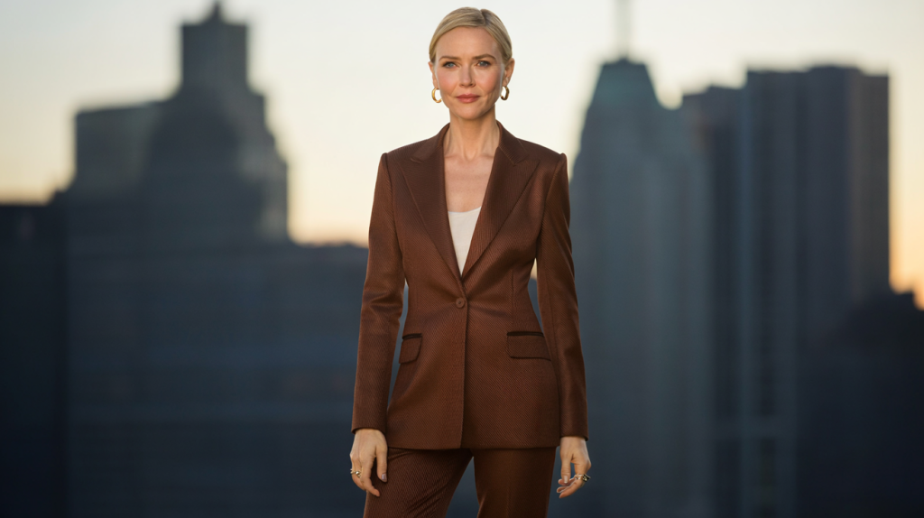 Naomi Watts tailleur marron