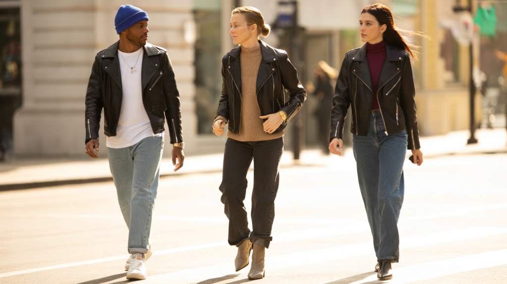 Quelle couleur porter avec blouson en cuir noir et jean