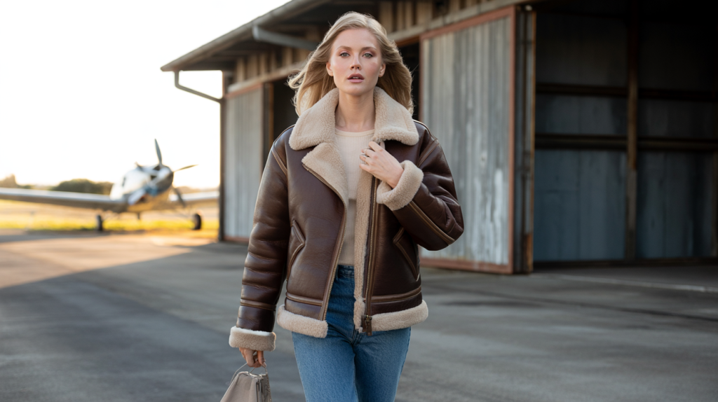Sydney Sweeney veste aviateur