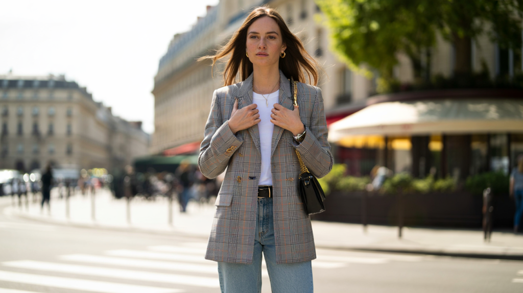 blazer à carreaux femme Sandro Paris