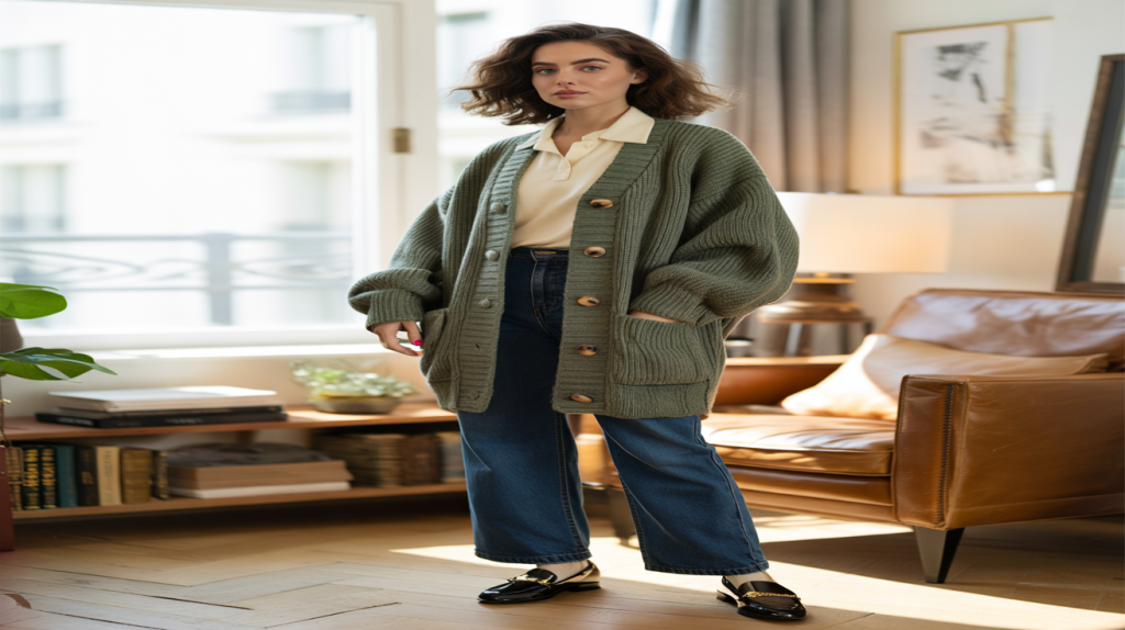 cardigan grand-père oversize femme