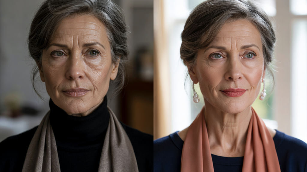 couleur qui vieillit le visage après 50 ans