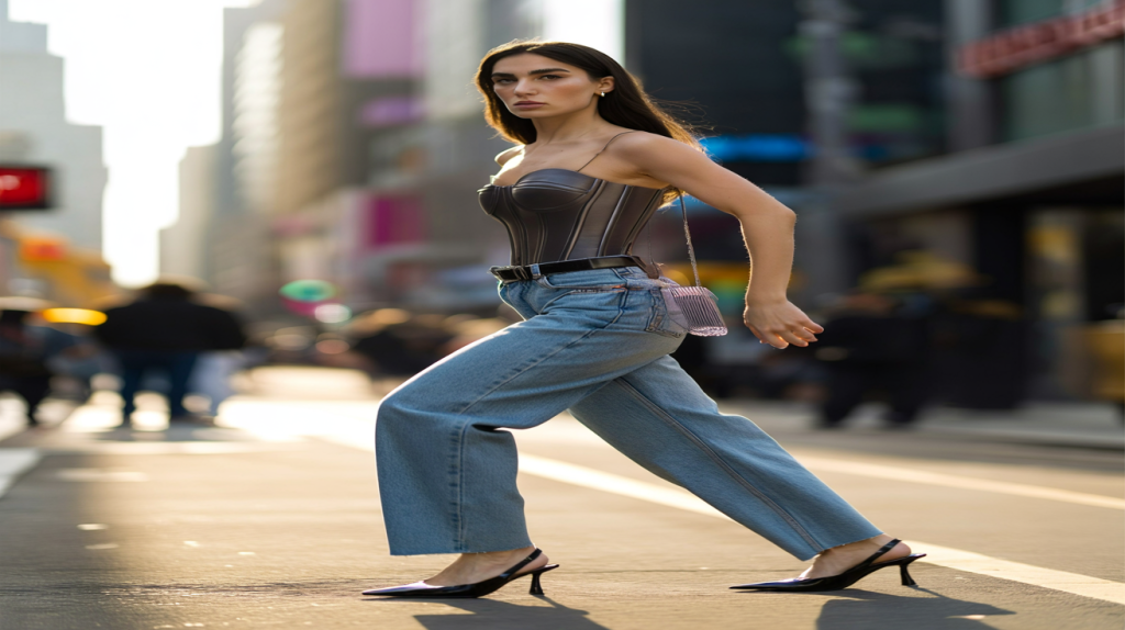 dua lipa corset jean taille basse