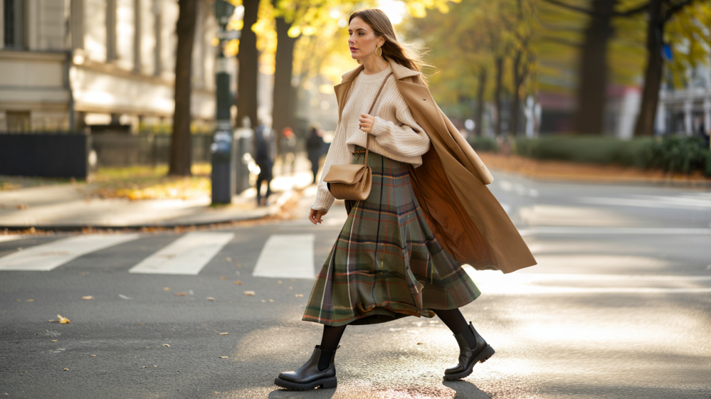 jupe tartan longue femme look automne
