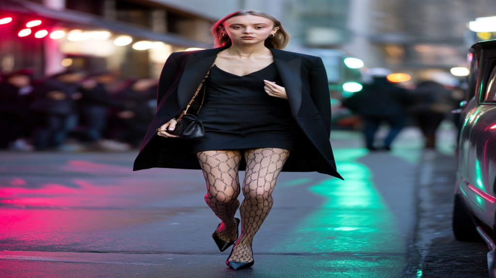 lily-rose depp bas résille imprimés tenue