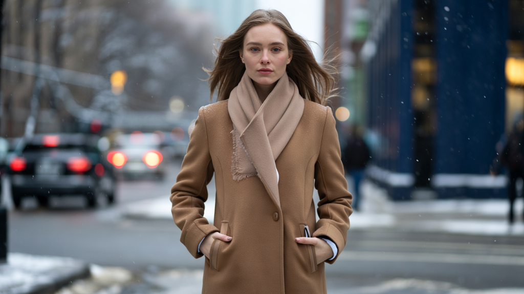 manteau avec écharpe intégrée