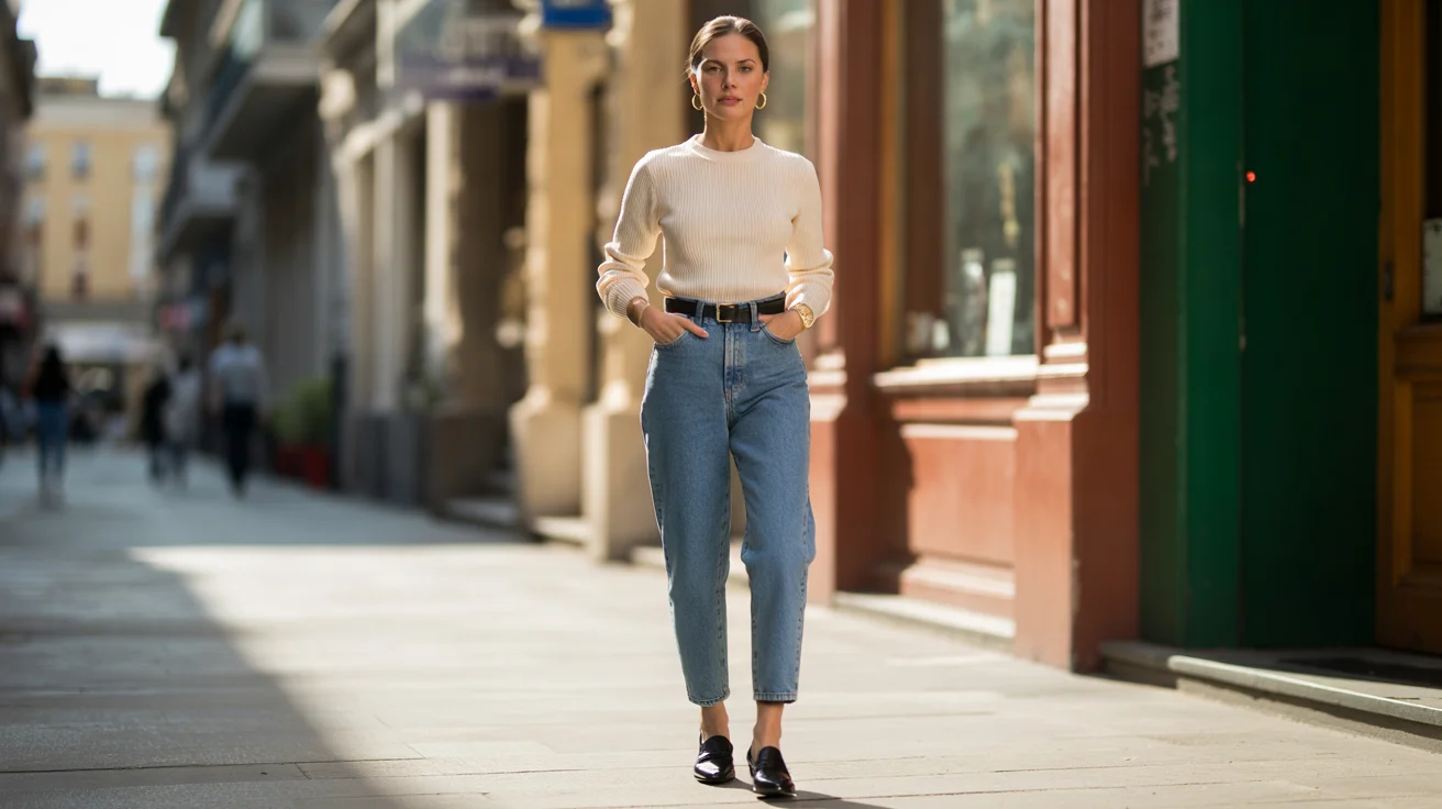 mom jean avec pull