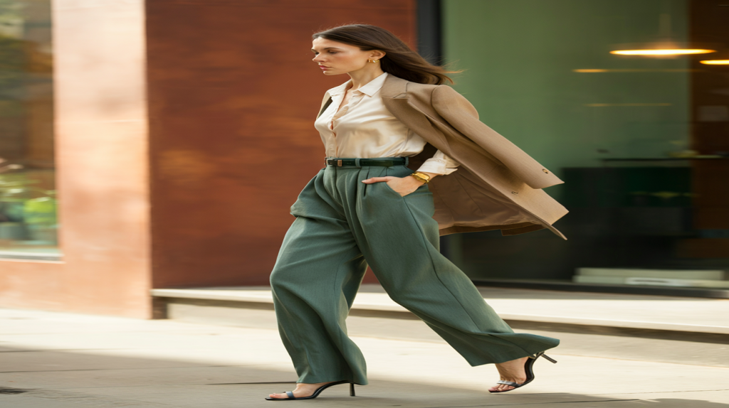 pantalon large taille haute femme chic