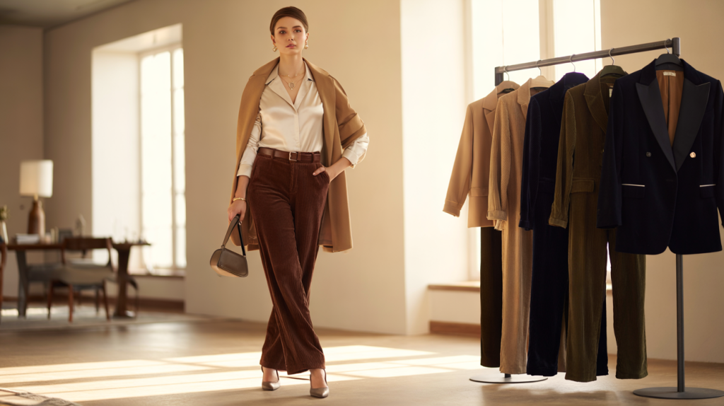 pantalon velours côtelé femme élégant