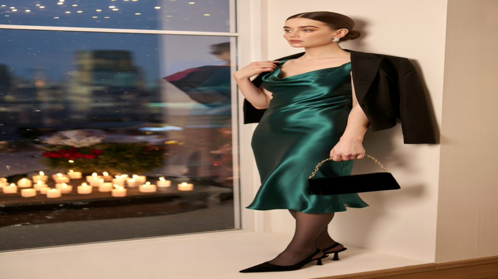 robe satin chic fêtes de fin d’année