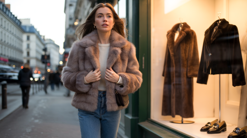veste fausse fourrure femme