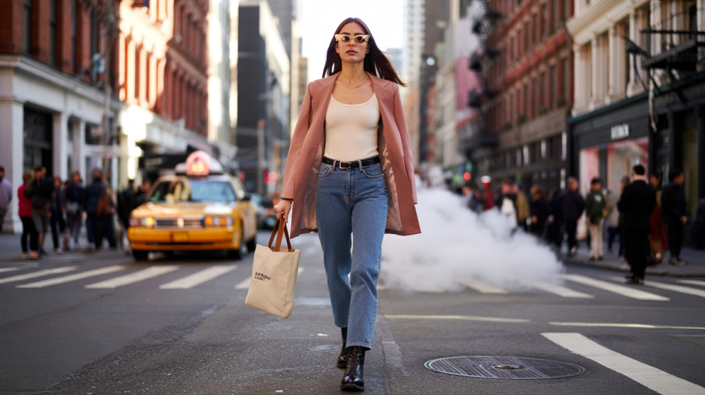 New York street style look rose