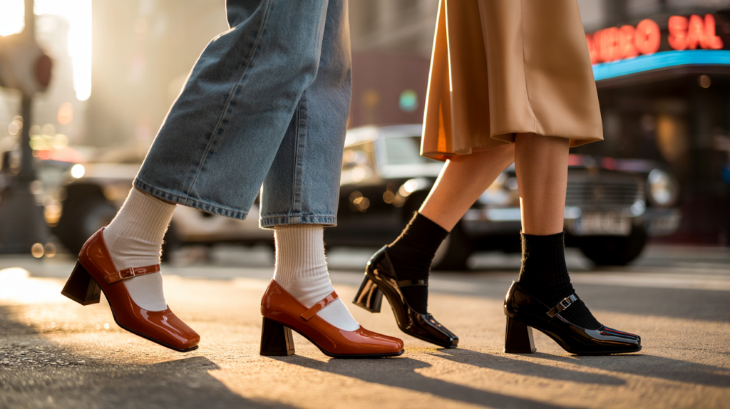 babies à talon carré années 70