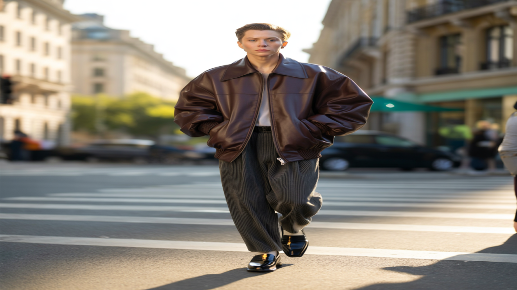 bomber en cuir oversize