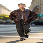 bomber en cuir oversize