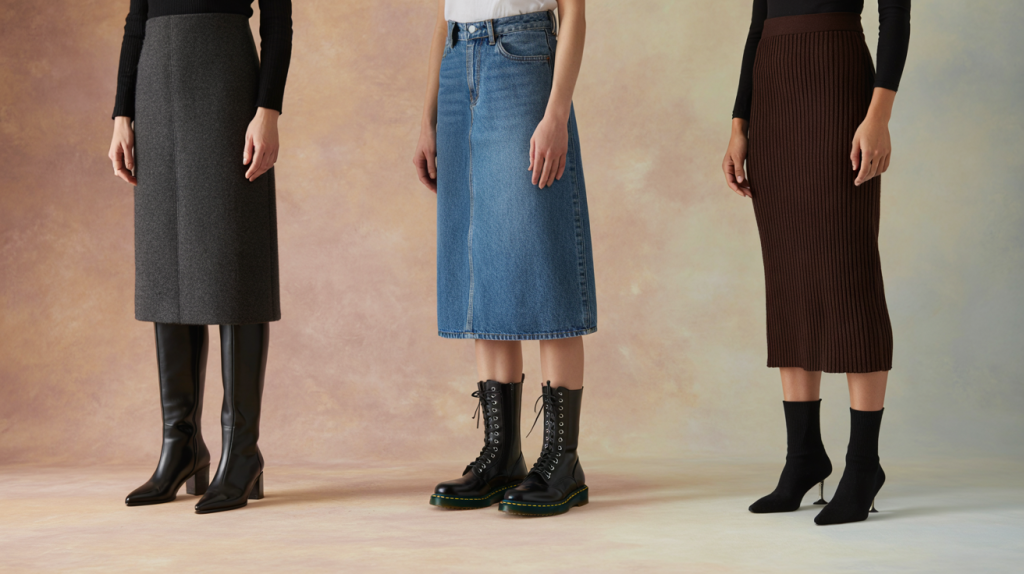 bottes avec jupe droite