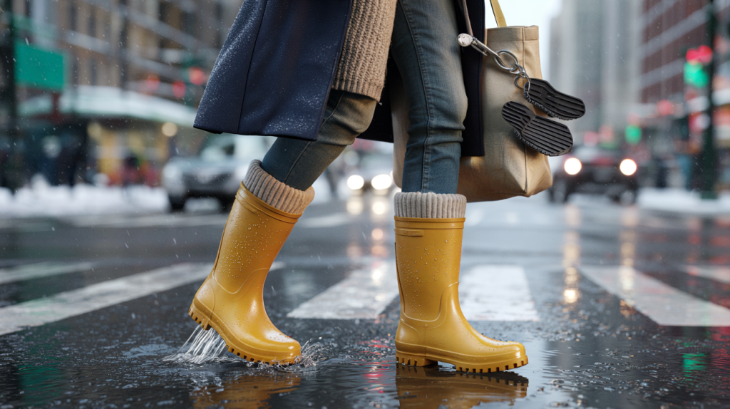 comment porter des bottes de pluie en hiver