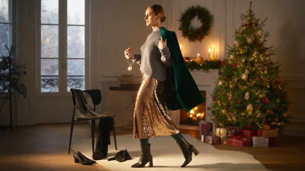 jupe paillettes Noël