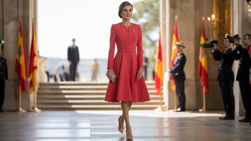letizia d’espagne robe rouge cerise
