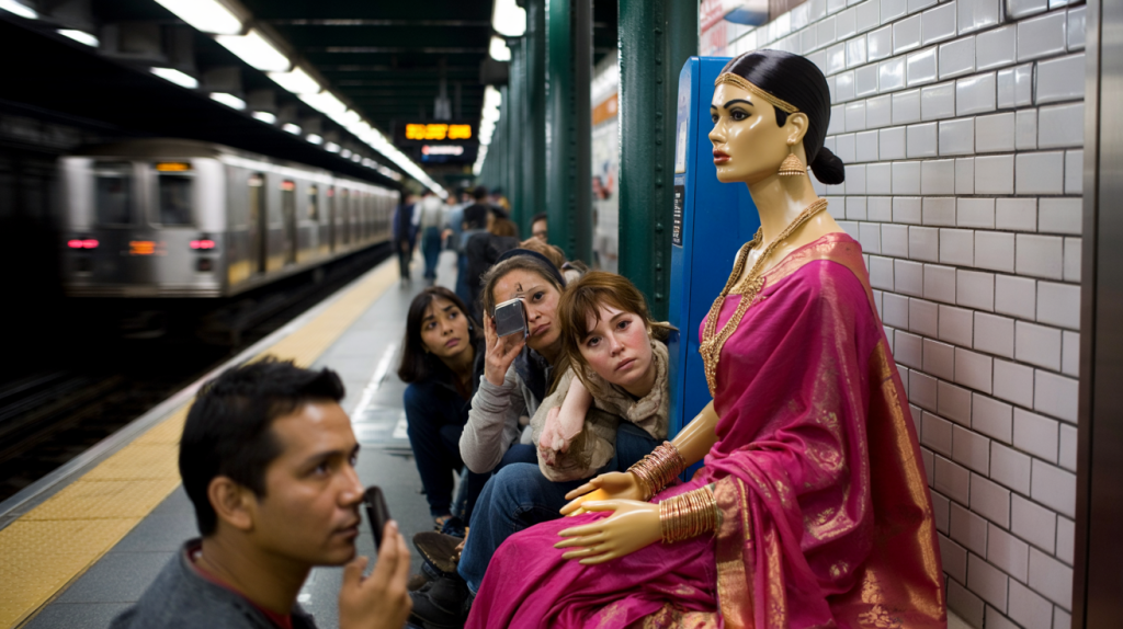 mannequin indien découvert dans le métro New York