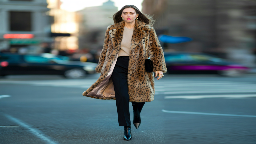 manteau fausse fourrure léopard