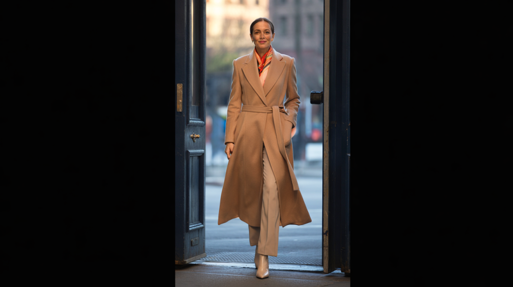 manteau qui rajeunit la silhouette après 40 ans