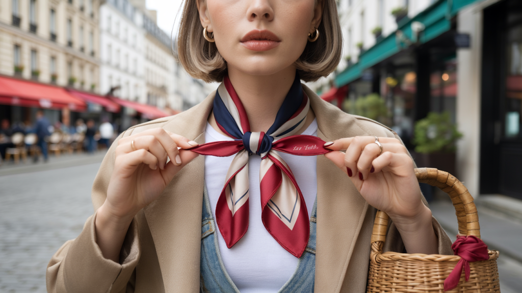 nouer un foulard en soie style parisien