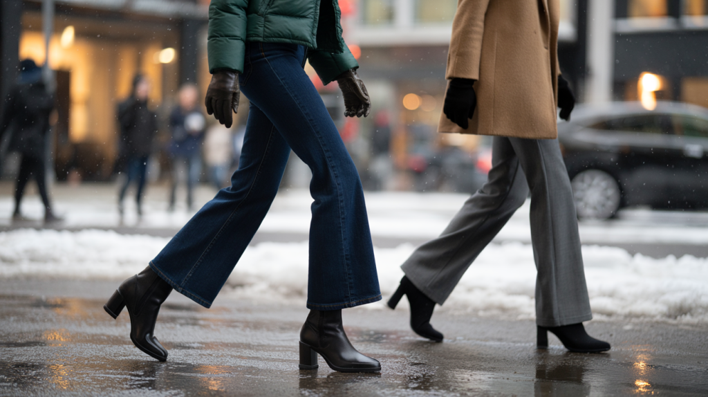 pantalon flare avec bottes hiver