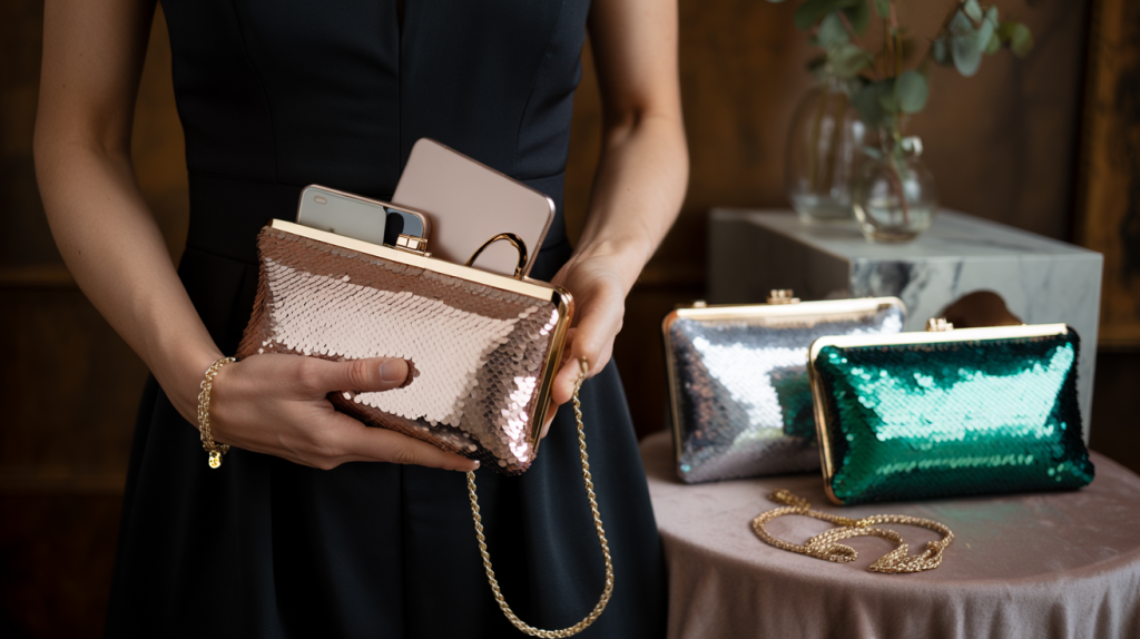 pochette à paillettes femme