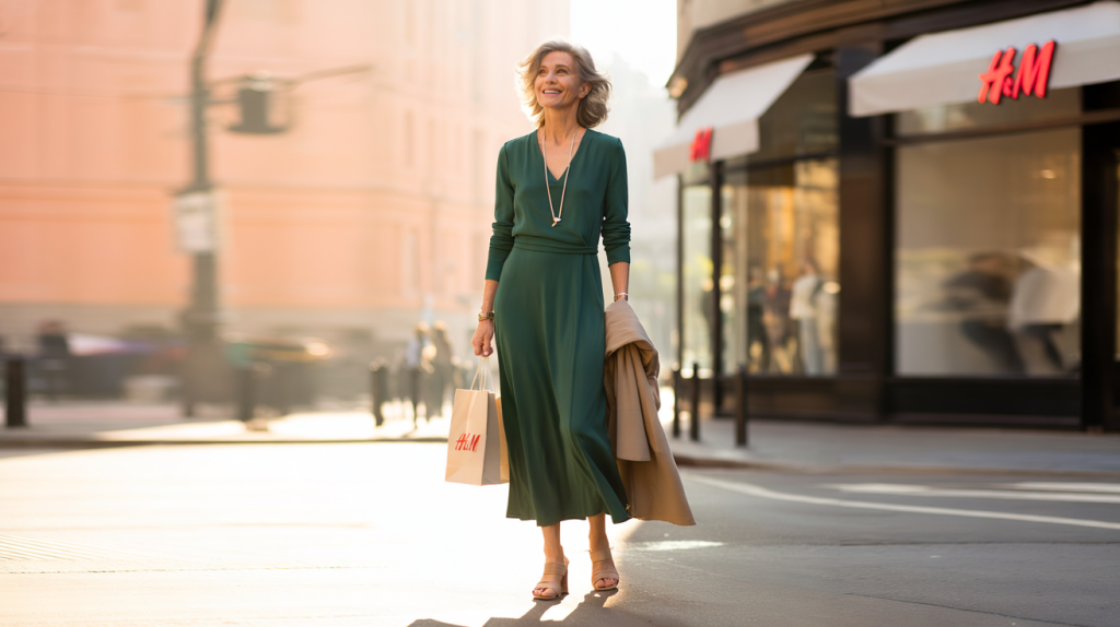 robe longue H&M 50 ans pour allonger la silhouette