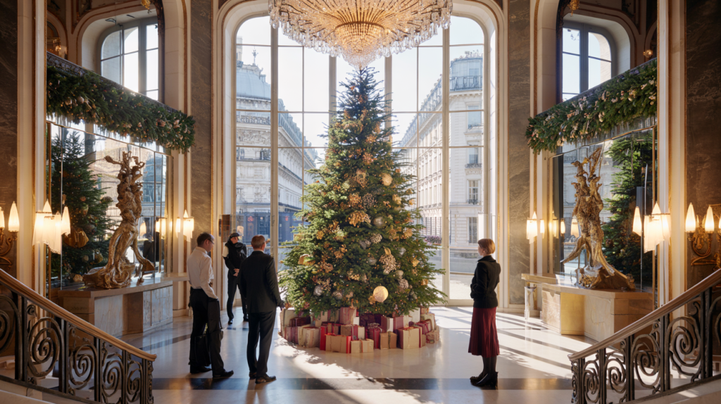 sapins de Noël hôtels Paris 2025