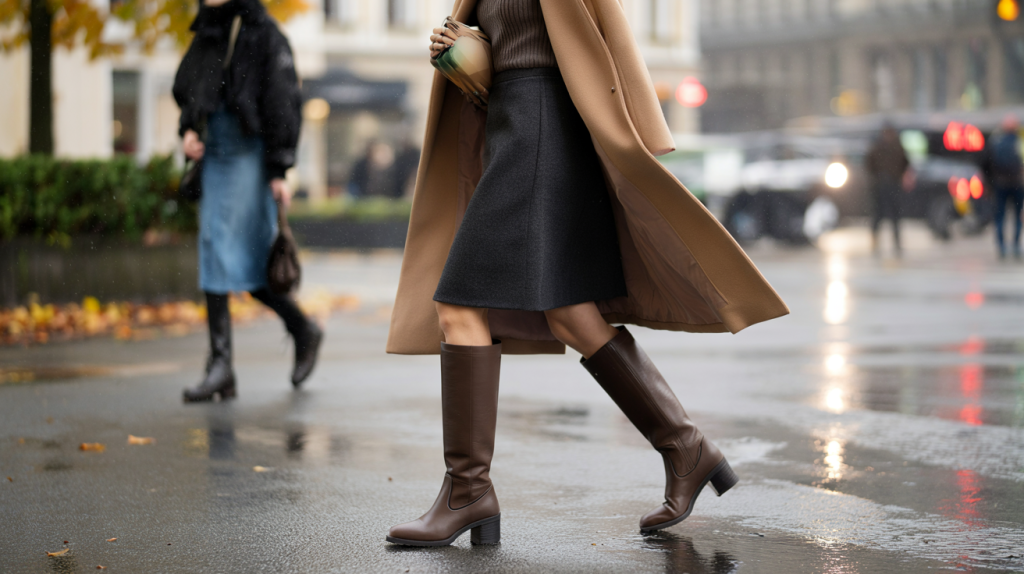 tendance bottes jupe droite automne hiver