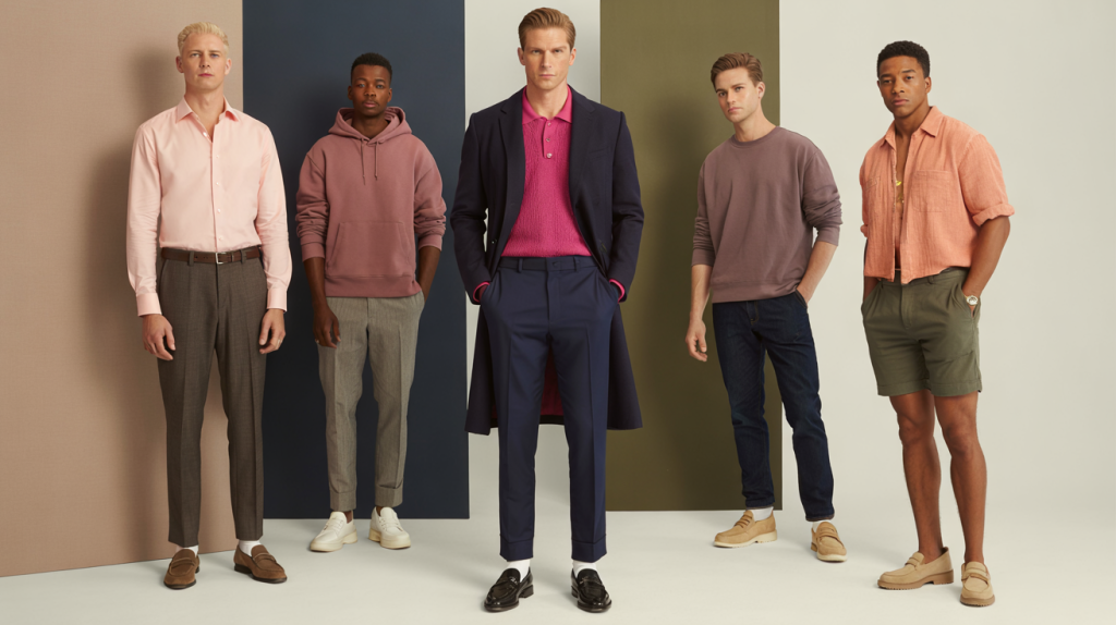 tenue homme couleur rose