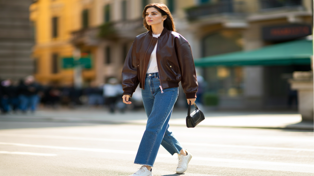 veste bomber en cuir femme tendance